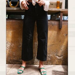 Free People black wide leg cropped pants size 30